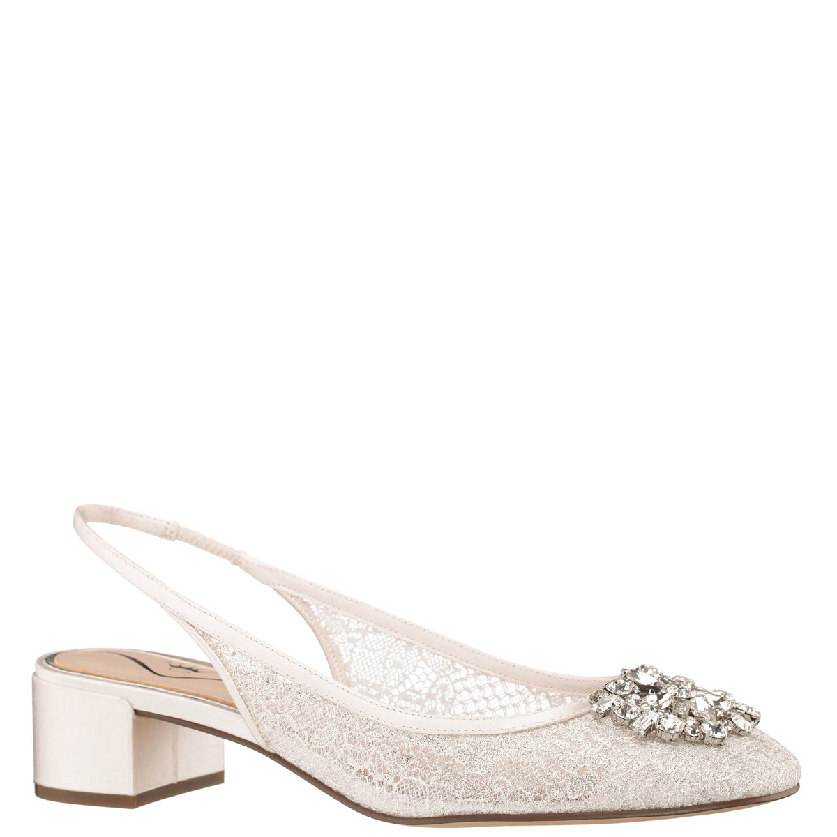 Klara White Sling Back Low-Heel Flats | Nina Shoes
