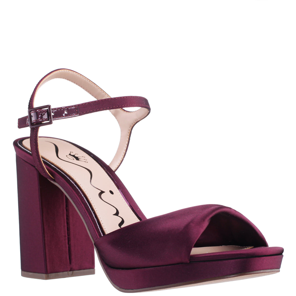 Suzon Red Satin Block Mid-Heel Platform Sandal | Nina Shoes