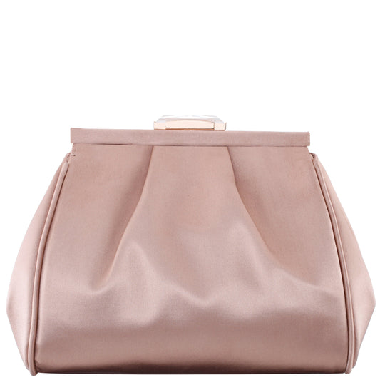 Blayz Brown Satin Frame Clutch | Nina Shoes