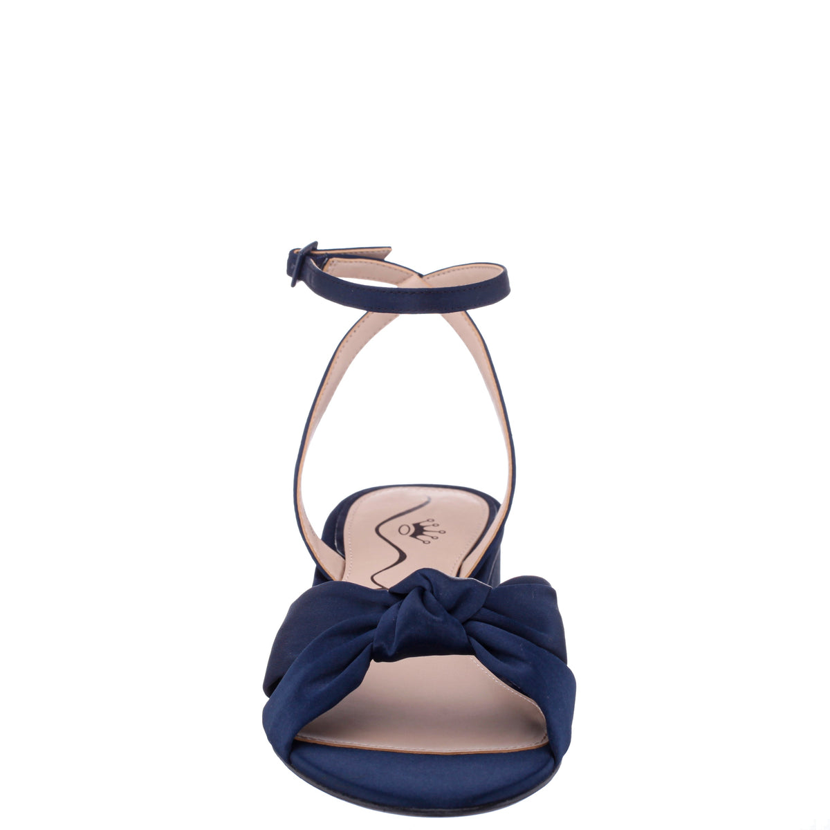 Sulma Blue Satin Block-Heel Flat Sandals with Ankle-Strap | Nina Shoes