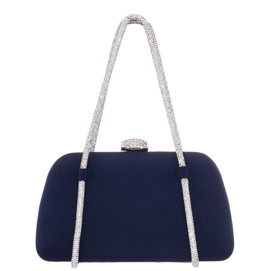Camara Blue Satin/Glass Crystal Minaudiere | Nina Shoes