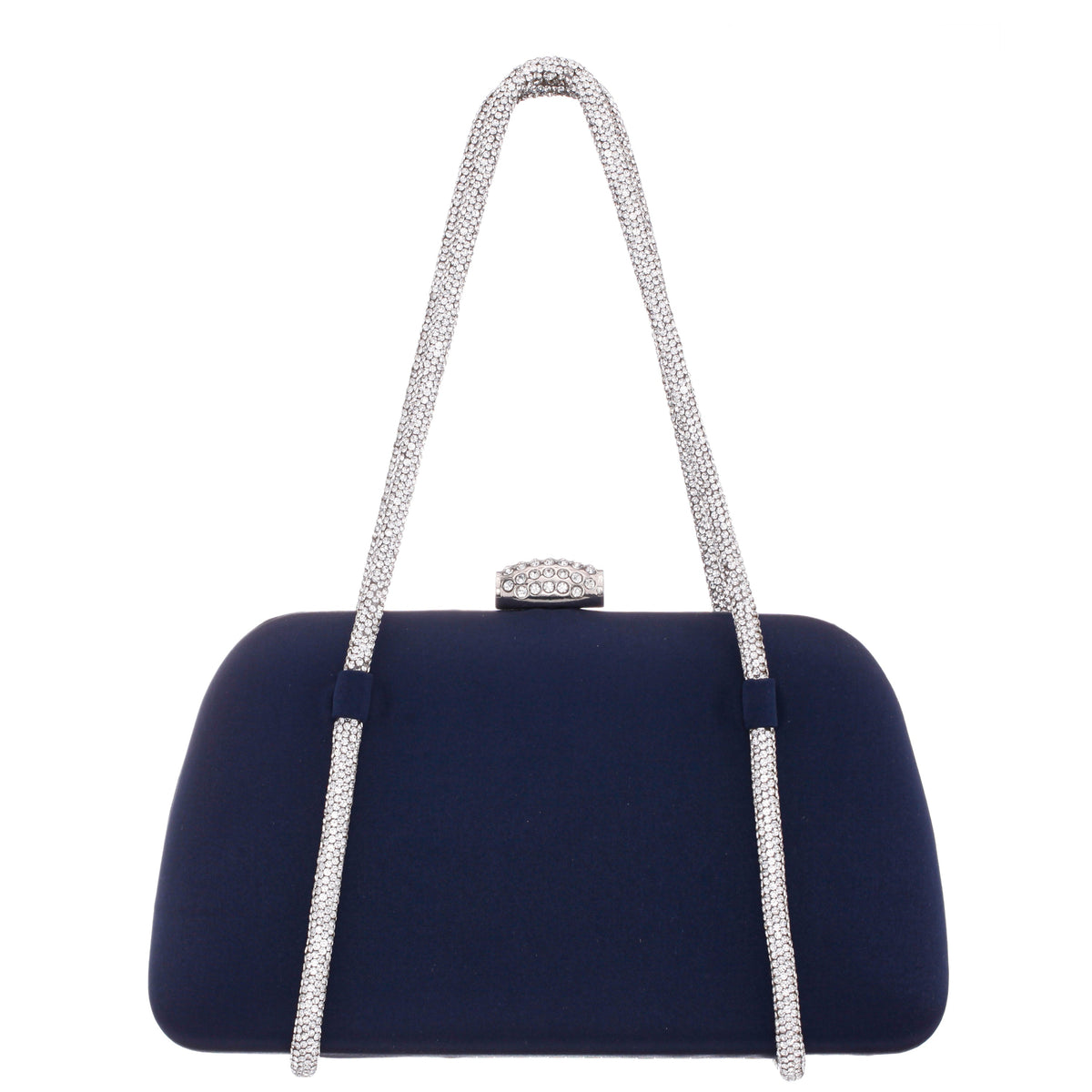 Camara Blue Satin/Glass Crystal Minaudiere | Nina Shoes