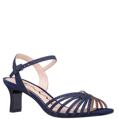 Bryna Blue Ankle Strap Mid-Heel Sandals | Nina Shoes