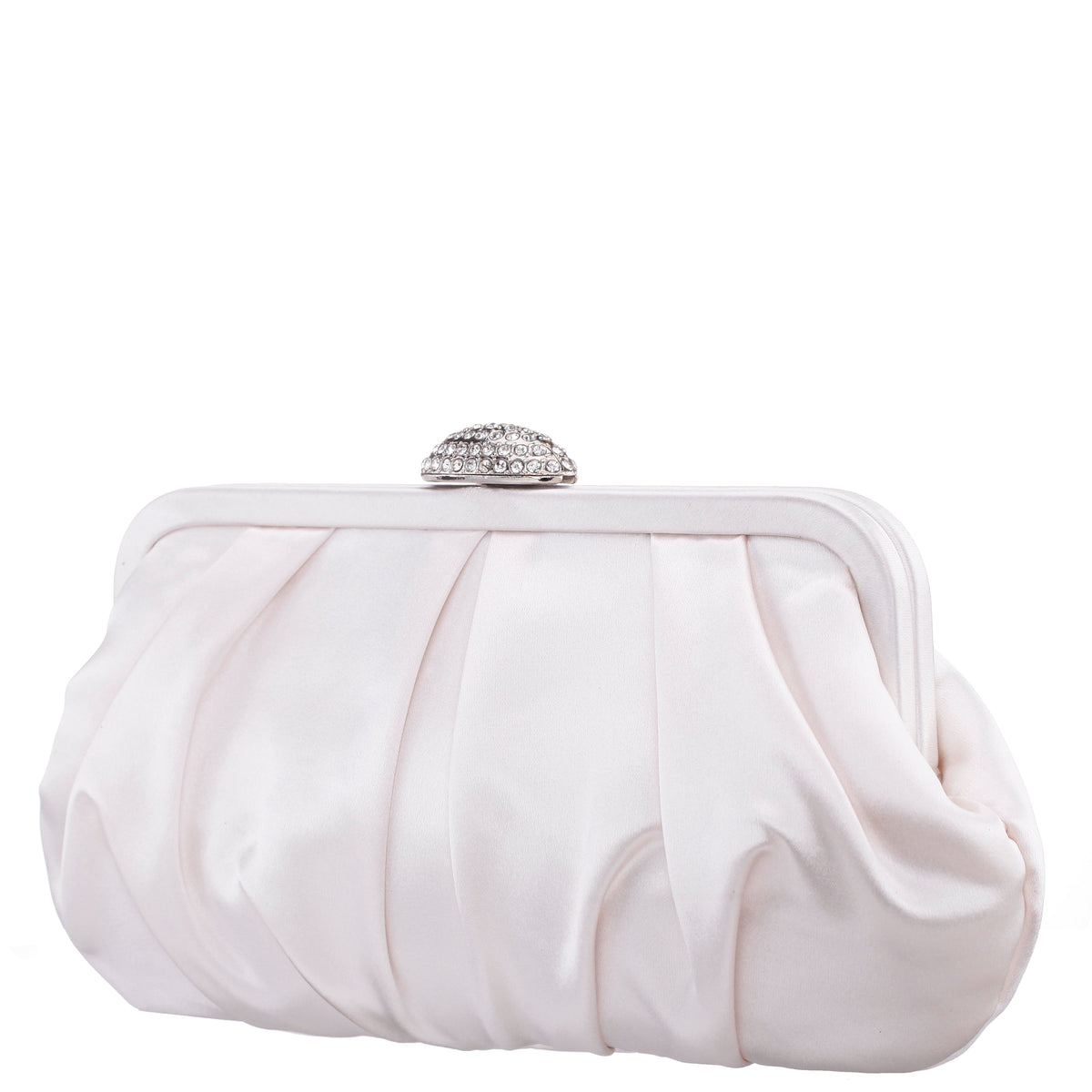 Concord Ivory Pleated Frame Clutch With Crystal Clasp | Nina Shoes