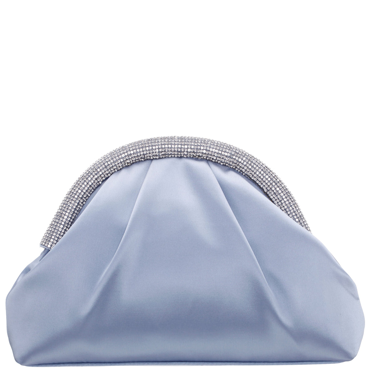 Jane Blue Satin/Glass Crystal Frame Clutch | Nina Shoes