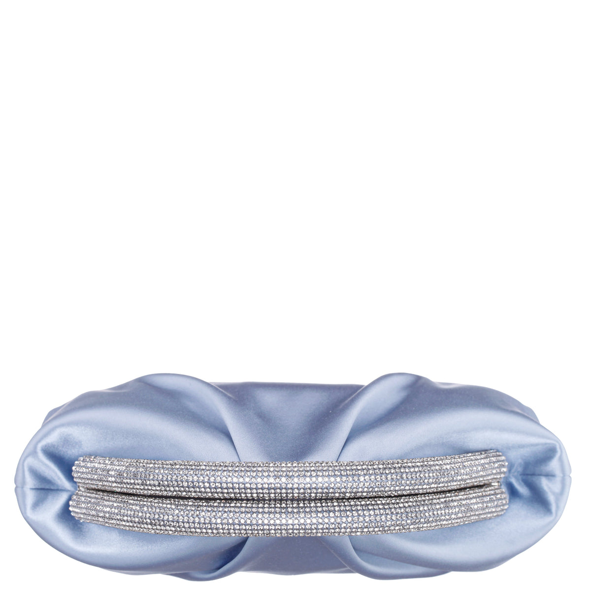 Jane Blue Satin/Glass Crystal Frame Clutch | Nina Shoes
