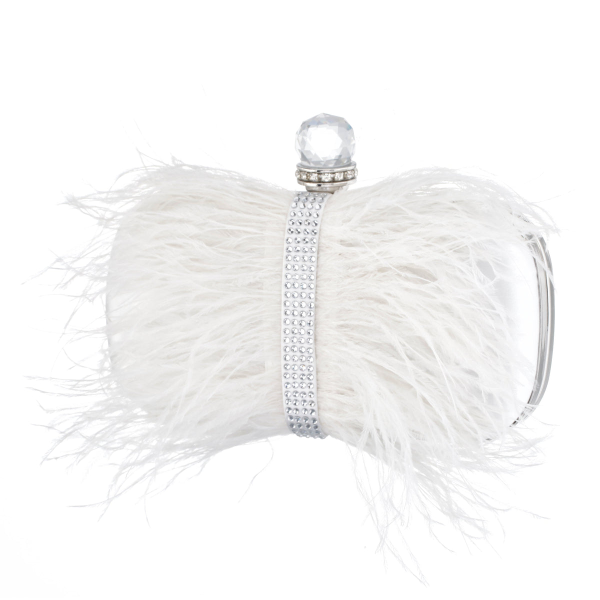 Lara White Feather Embellished Minaudiere | Nina Shoes