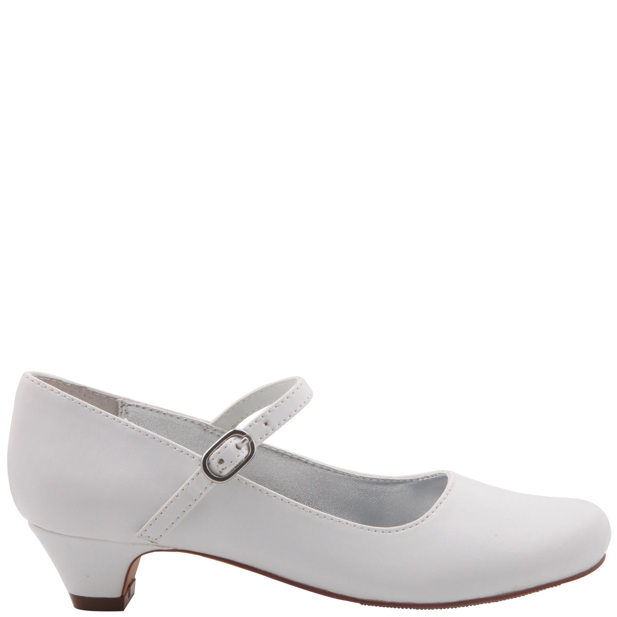 Girls Seeley White Low Heel Dress Shoes | Nina Shoes
