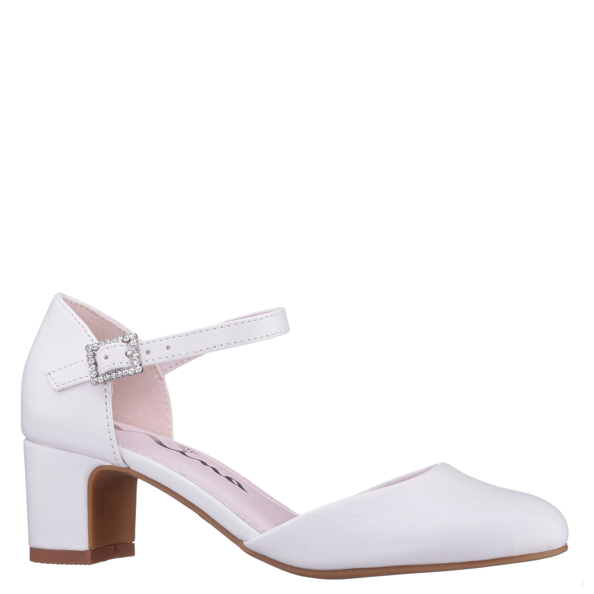 Girls Macey White Smooth 2-Piece Heel | Nina Shoes