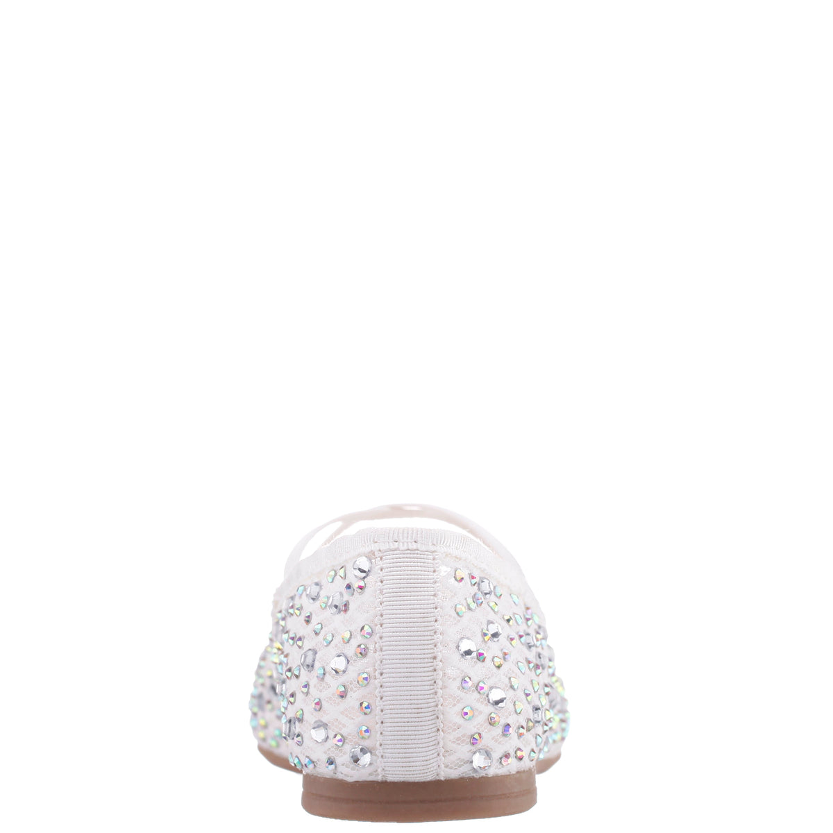 Girls Hadley White Rhinestone Mesh Ballet Flats | Nina Shoes