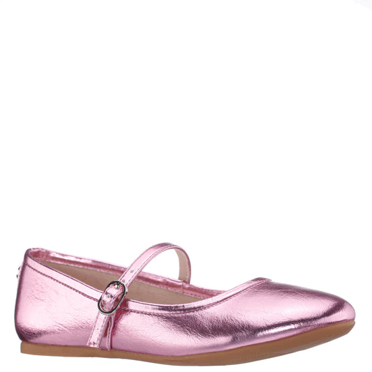 Girls Nicola Pink Crackle Metallic Ballet Flats | Nina Shoes