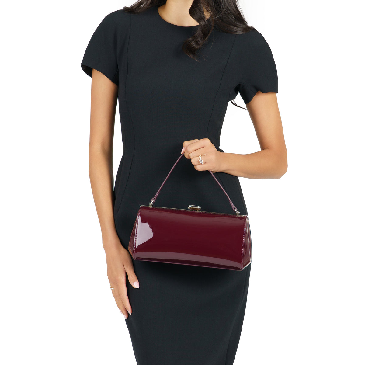 Delsie Red Pat Frame Clutch | Nina Shoes