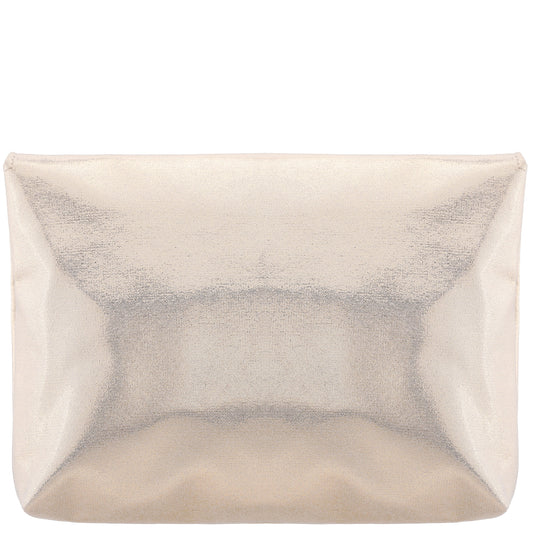 Grayson Gold Reflective Suedette Foldover Clutch | Nina Shoes