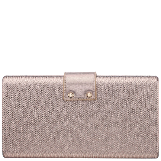 Presly Antique Gold Embossed Weav Minaudiere | Nina Shoes