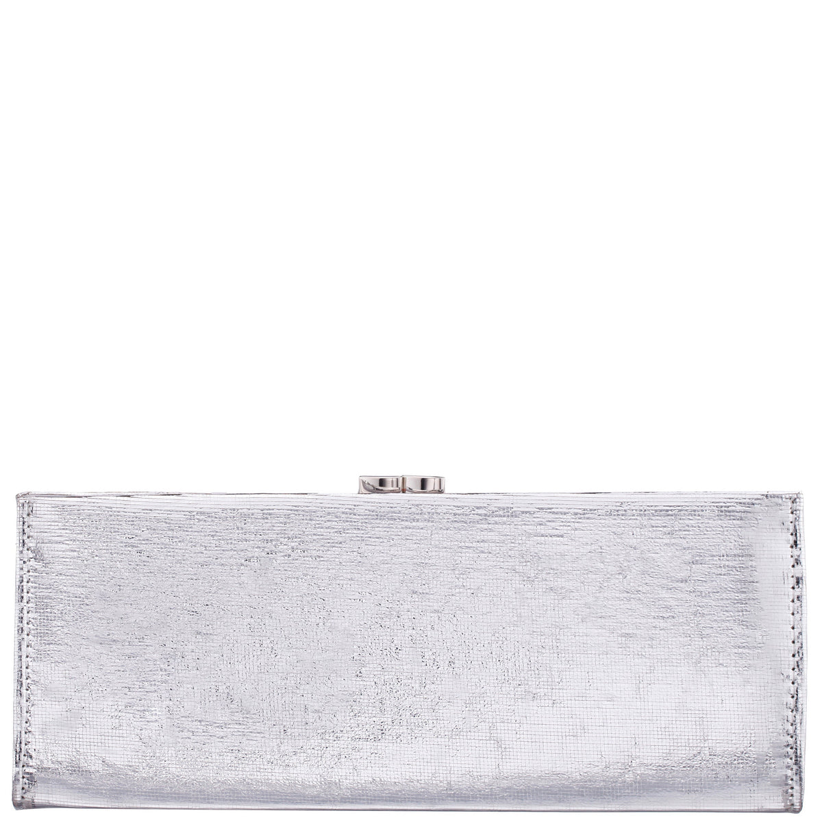 Tierney Silver Mini Geo Metallic Fabric Frame Clutch | Nina Shoes