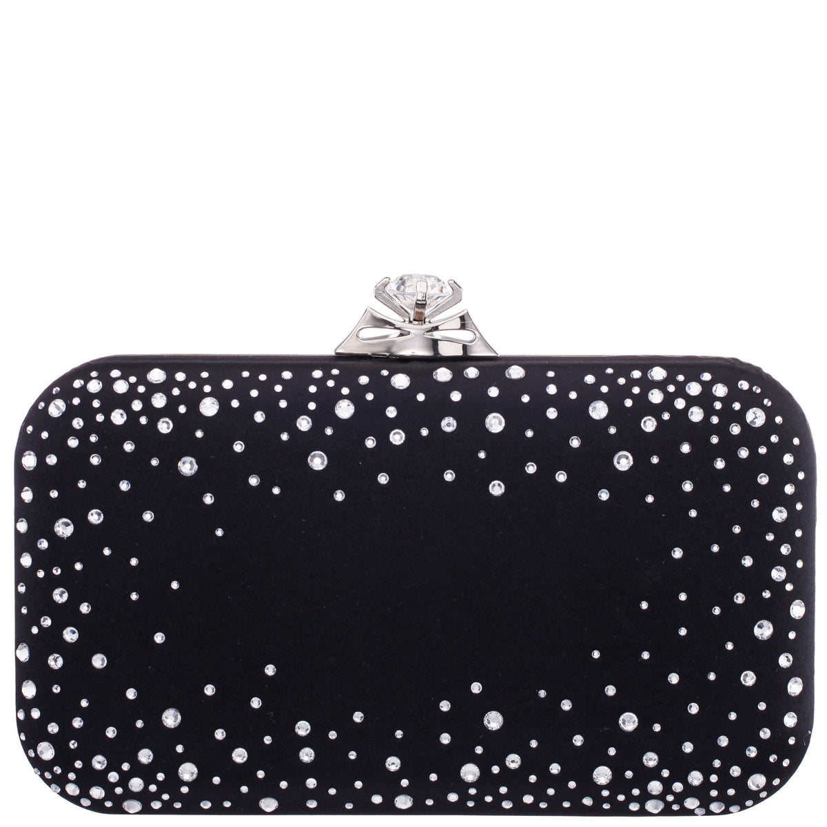 Lindsay Black Satin / Glass Crystal Minaudiere | Nina Shoes