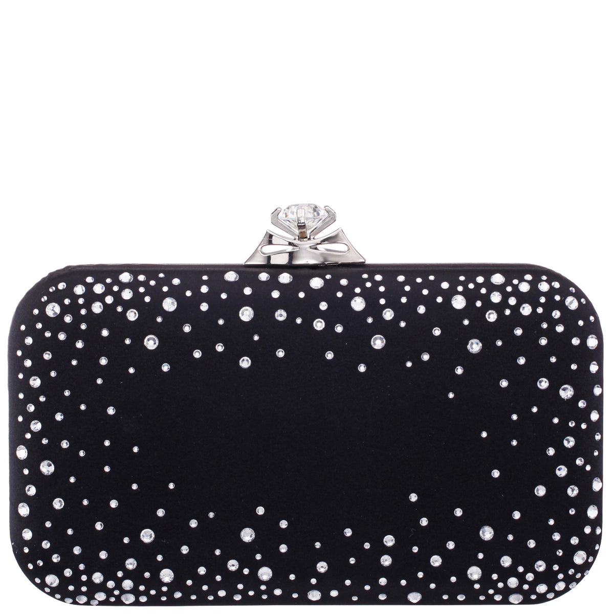Lindsay Black Satin / Glass Crystal Minaudiere | Nina Shoes