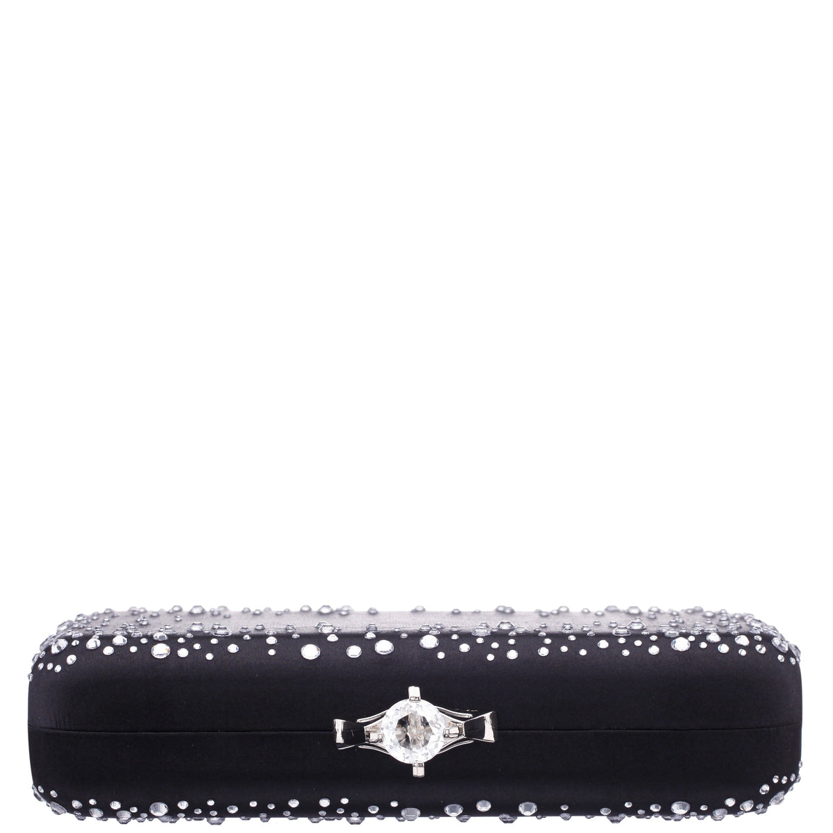 Lindsay Black Satin / Glass Crystal Minaudiere | Nina Shoes