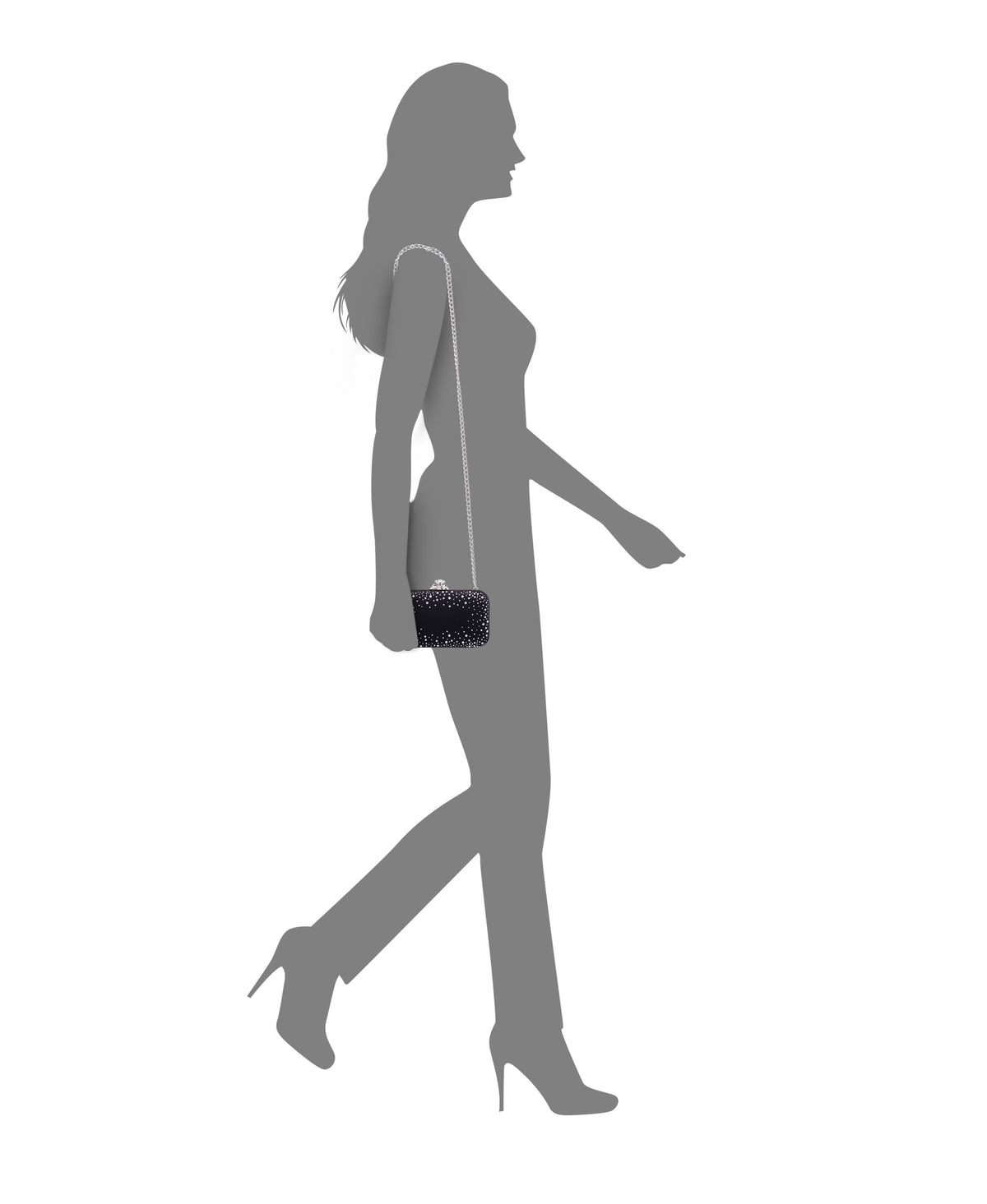 Lindsay Black Satin / Glass Crystal Minaudiere | Nina Shoes