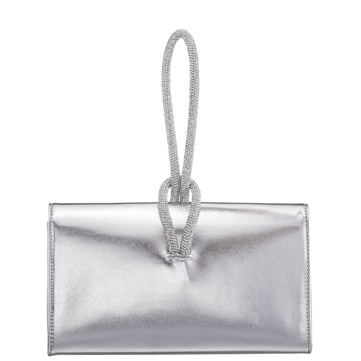 Kaylee Silver Luna Foil PU / Glass Crystal Handle Bag | Nina Shoes