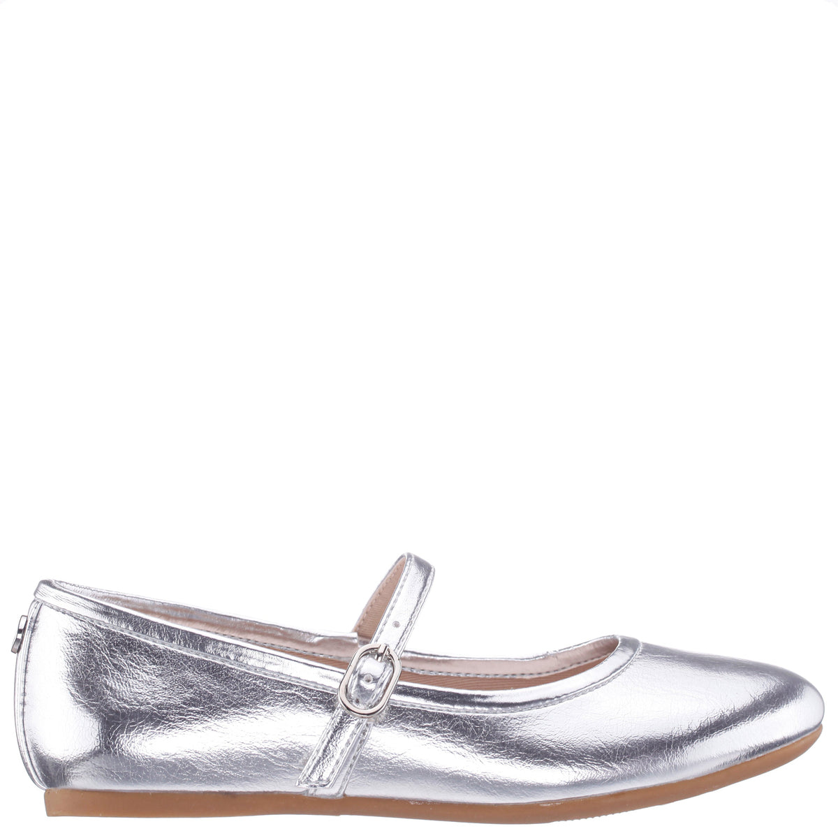Girls Nicola Silver Crackle Metallic Ballet Flats | Nina Shoes