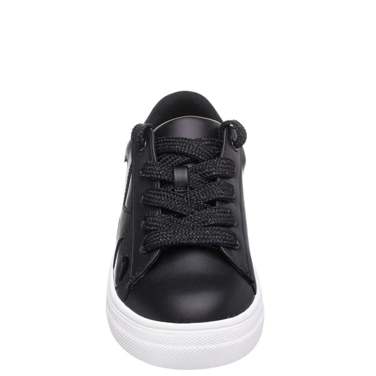 Girls Esti Black lace up sneakers with hearts | Nina Shoes