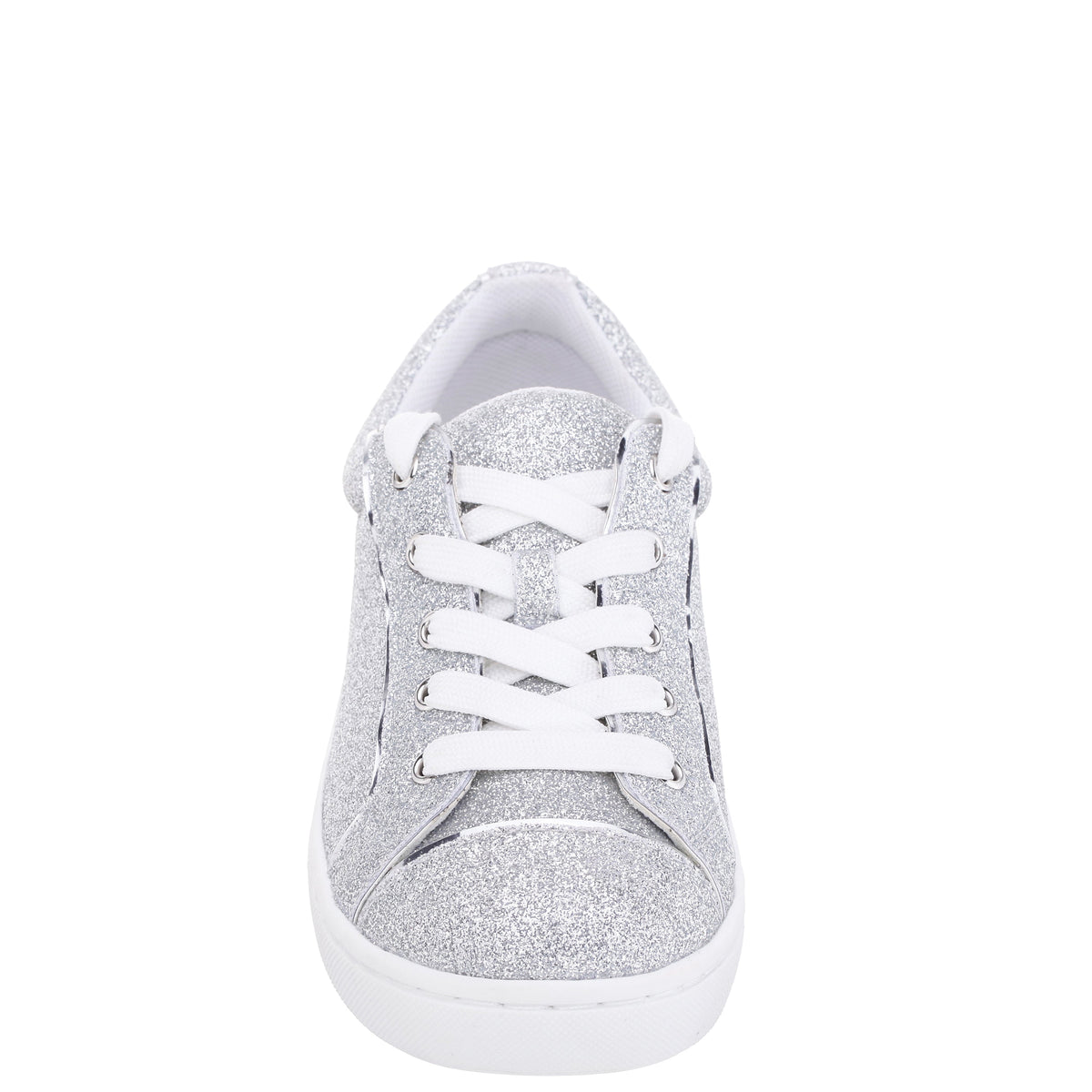 Girls Portia Silver Glitter Low Top Sneakers | Nina Shoes