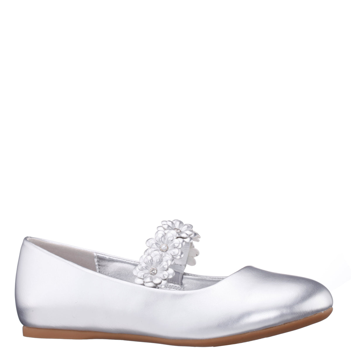 Girls Rozy Silver Metallic Ballet Dress Shoes | Nina Shoes