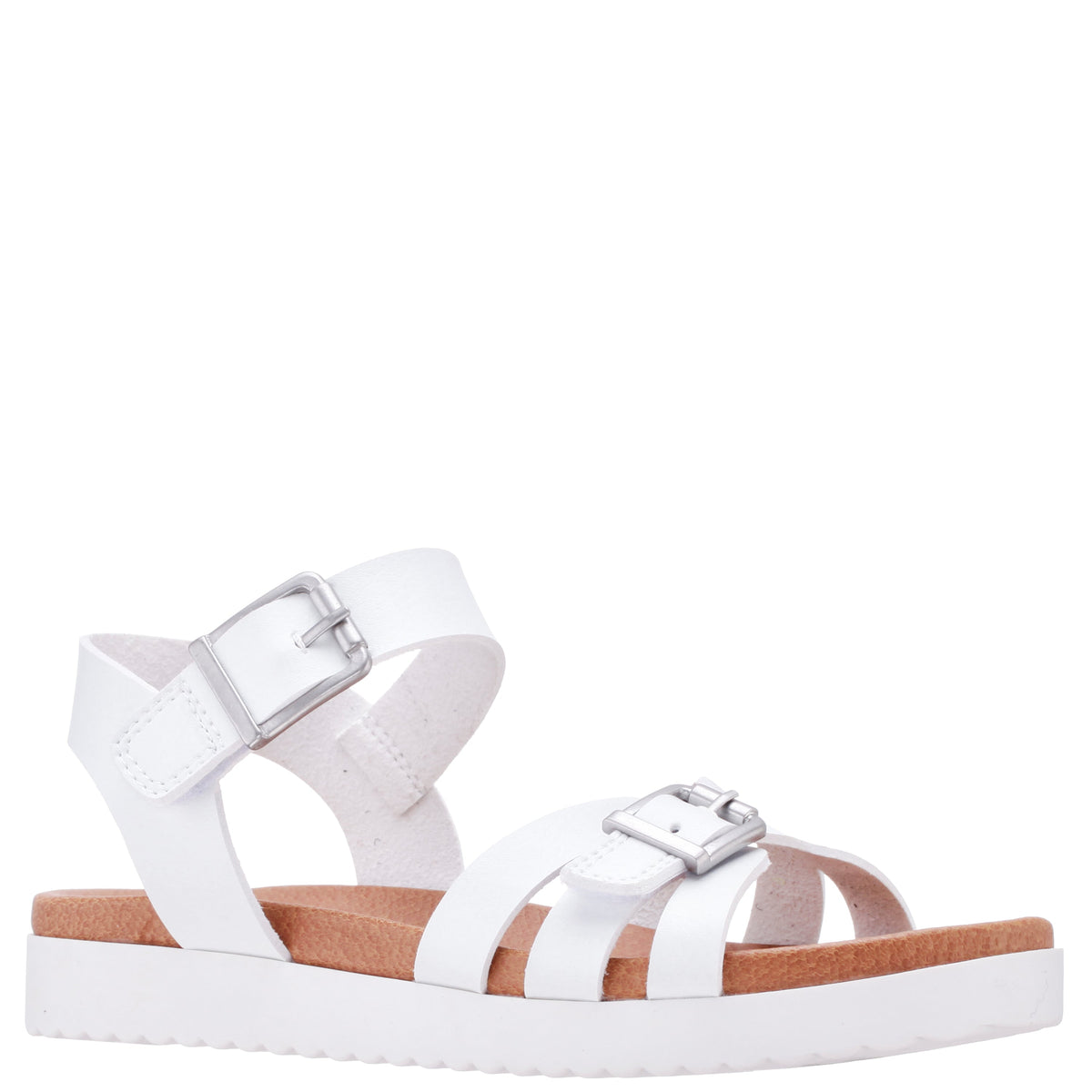 Girls Lacey White Adjustable Strap Sandals | Nina Shoes