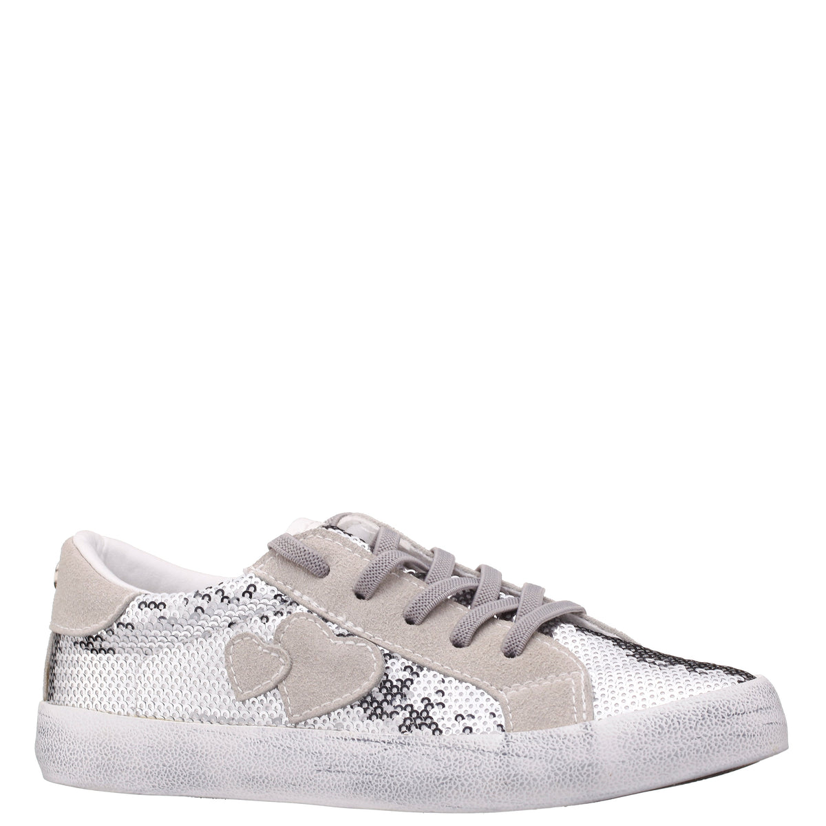 Girls Madelina Silver Sequin Lace Up Sneakers | Nina Shoes