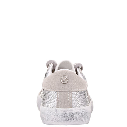 Girls Madelina Silver Sequin Lace Up Sneakers | Nina Shoes