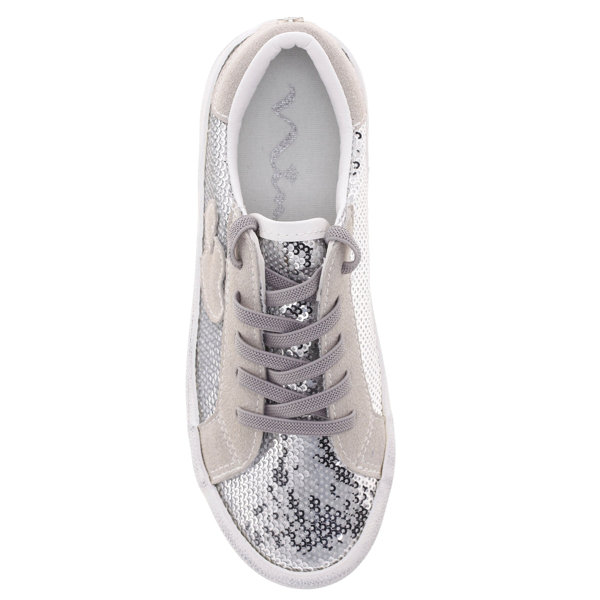 Girls Madelina Silver Sequin Lace Up Sneakers | Nina Shoes