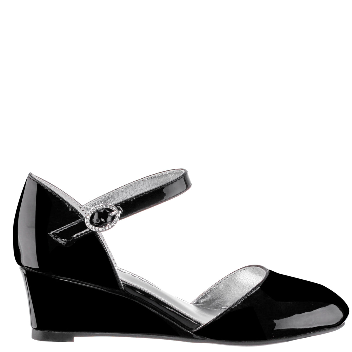 Girls Lenora Black Wedge Dress Shoes | Nina Shoes