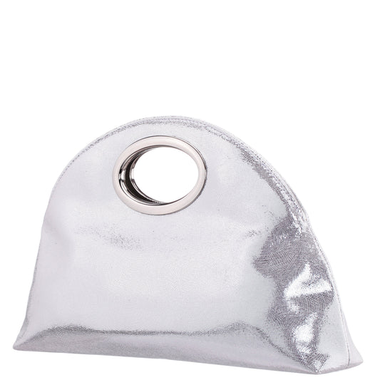 Jael Silver Metallic Geo Swirl Fabric Handle Bag | Nina Shoes