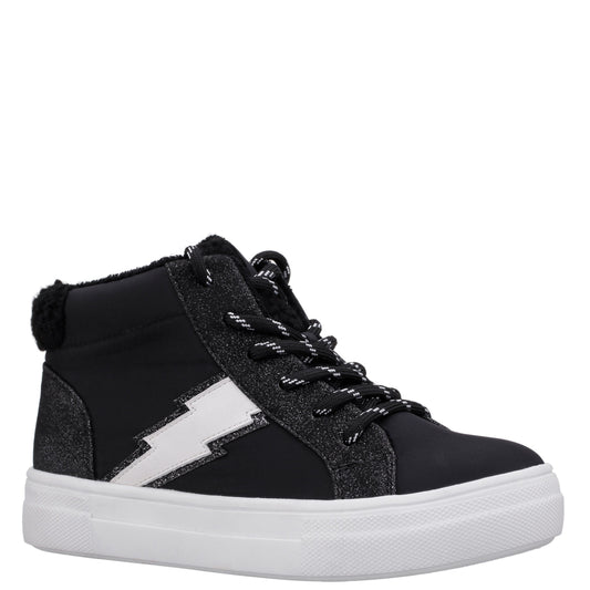 Girls Tricia Black Inside Zip High Top Sneakers | Nina Shoes