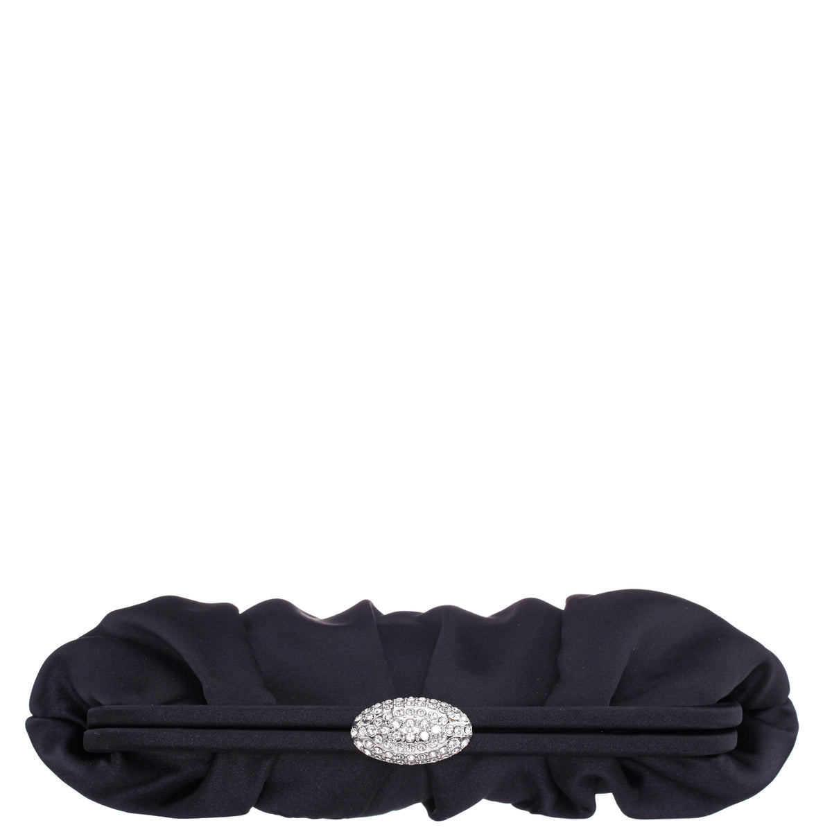 Concord Black Pleated Frame Clutch With Crystal Clasp | Nina Shoes