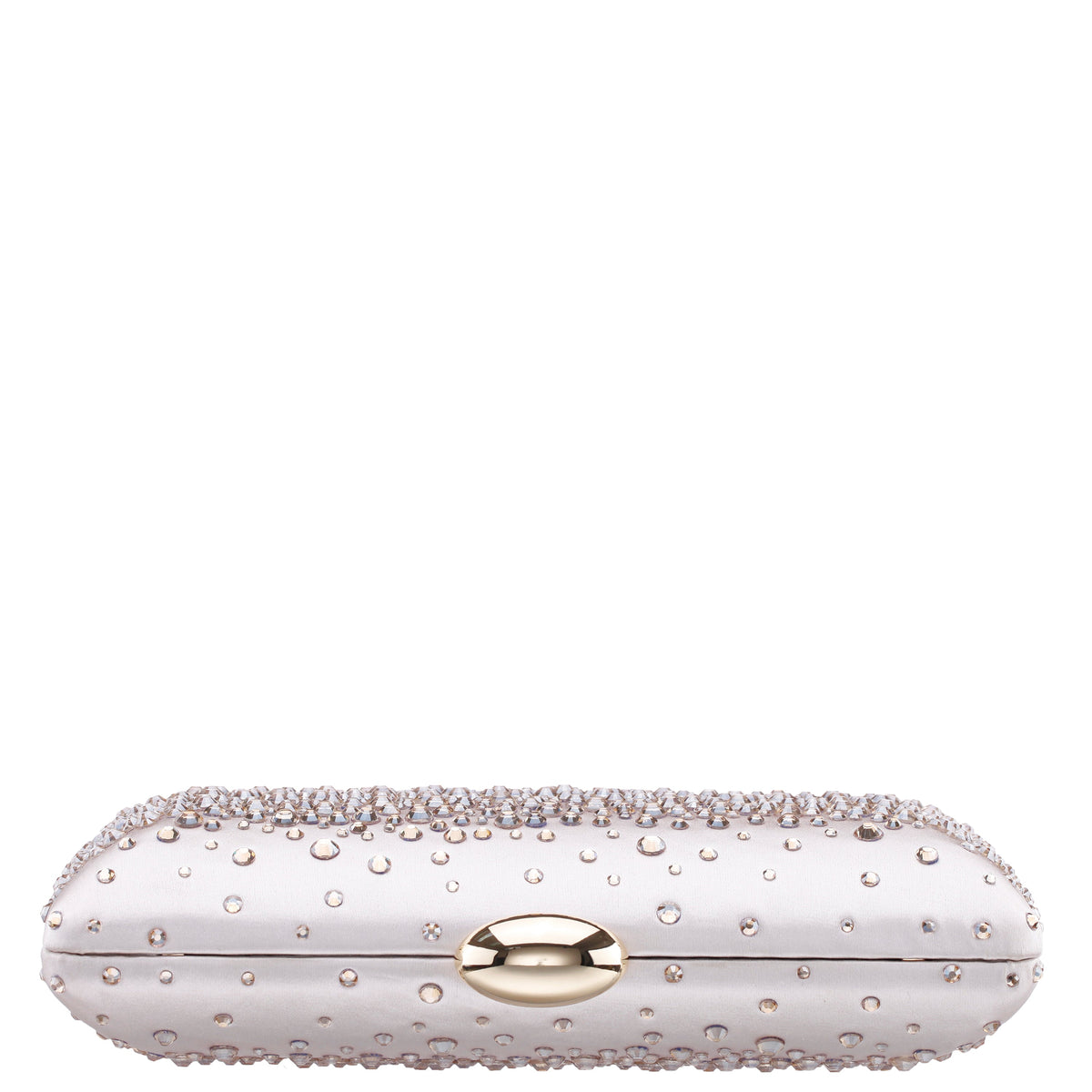 Purity Beige Satin/Glass Crystal Minaudiere | Nina Shoes
